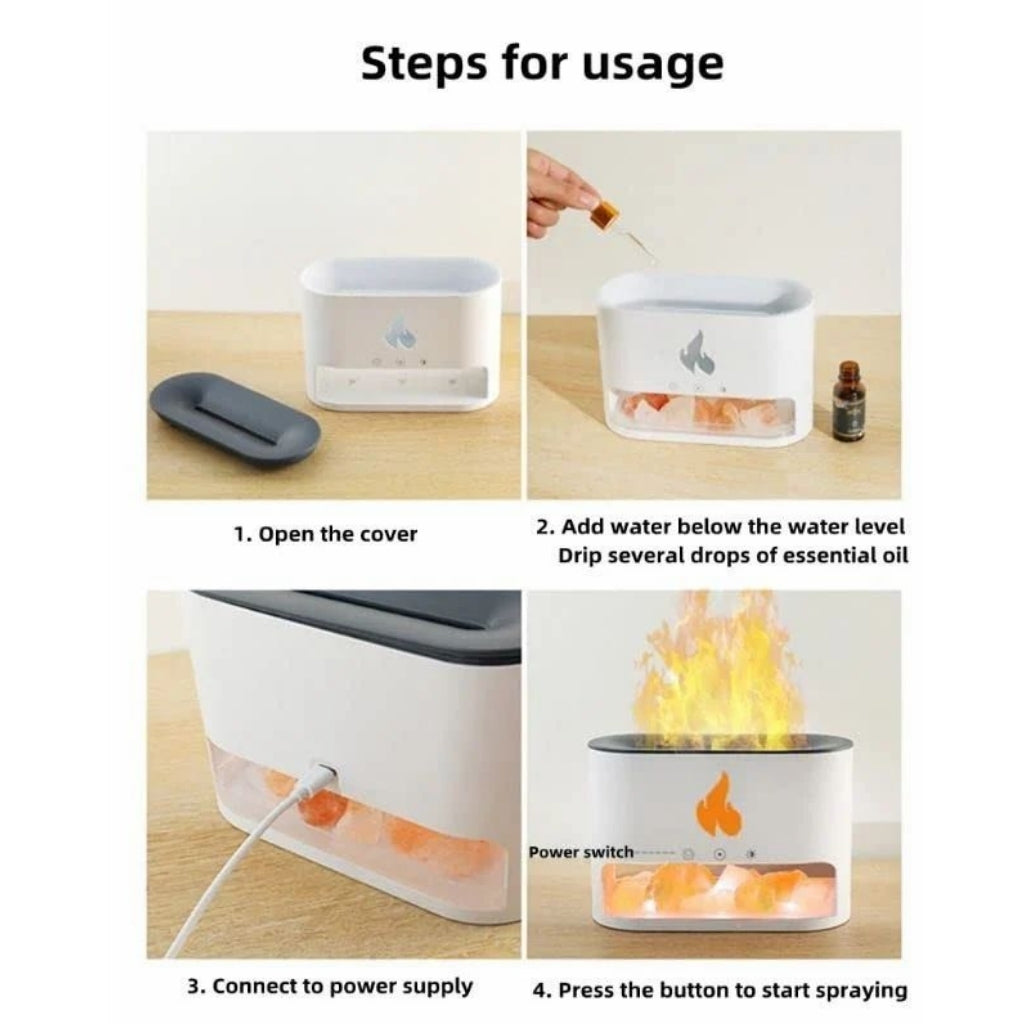 LED Fire Light Essential Oil Diffuser/Humidifier | Aromatherapy Mist Maker