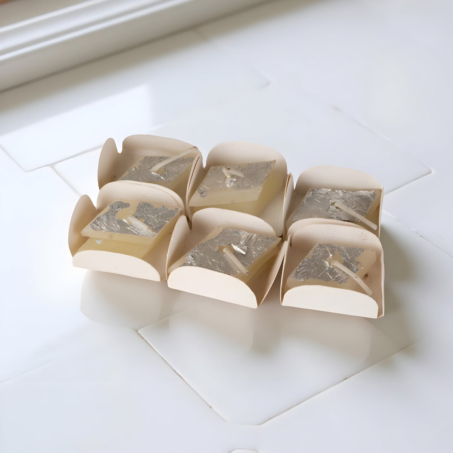 Silver Varak Soy Wax Candles – Pack of 6