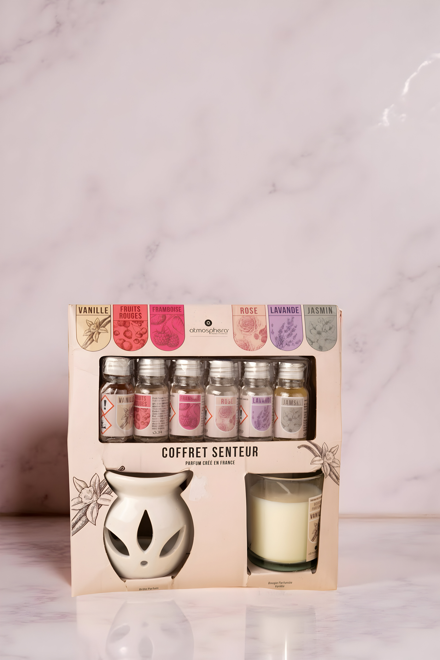 Ceramic Aroma Diffuser Gift Set with Oils & Candle