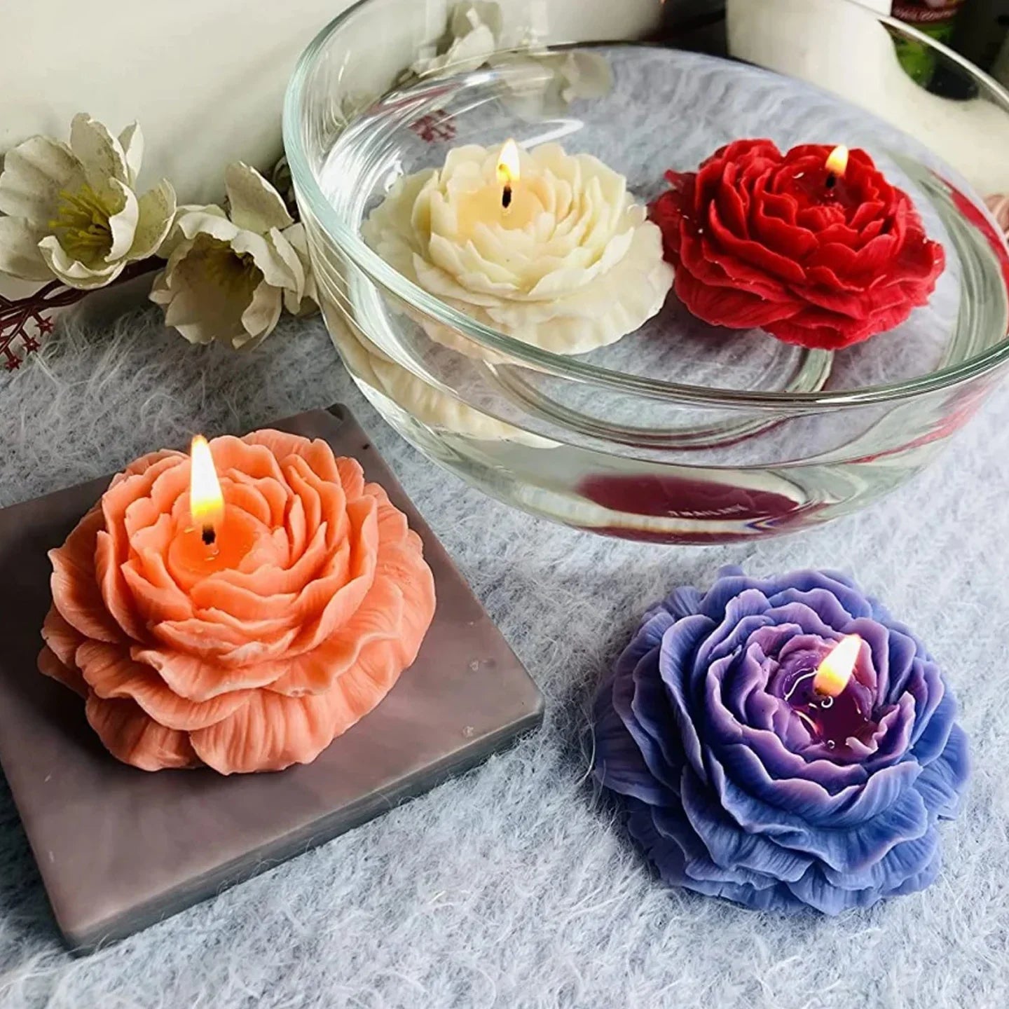 Flower Floating Candle – Rose Shape Soy Wax Candle (Pack of 4)