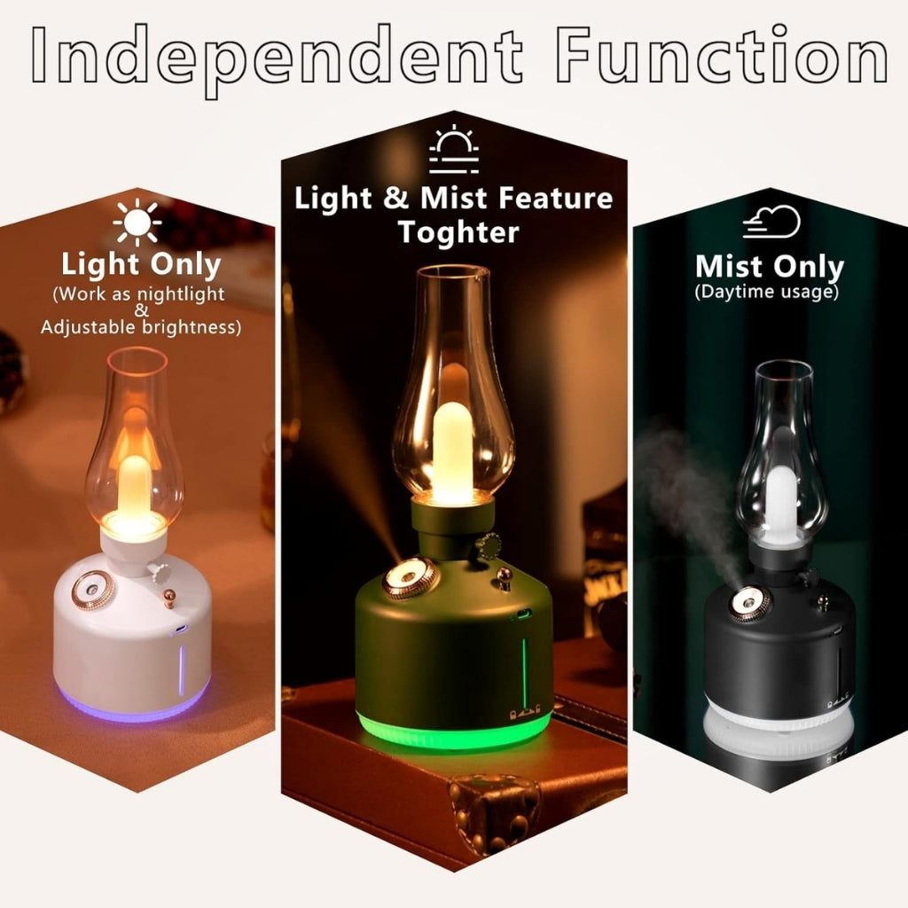 Vintage Lamp Aroma Diffuser/Cool Mist Humidifier | Essential Oil Diffuser with LED Night Light