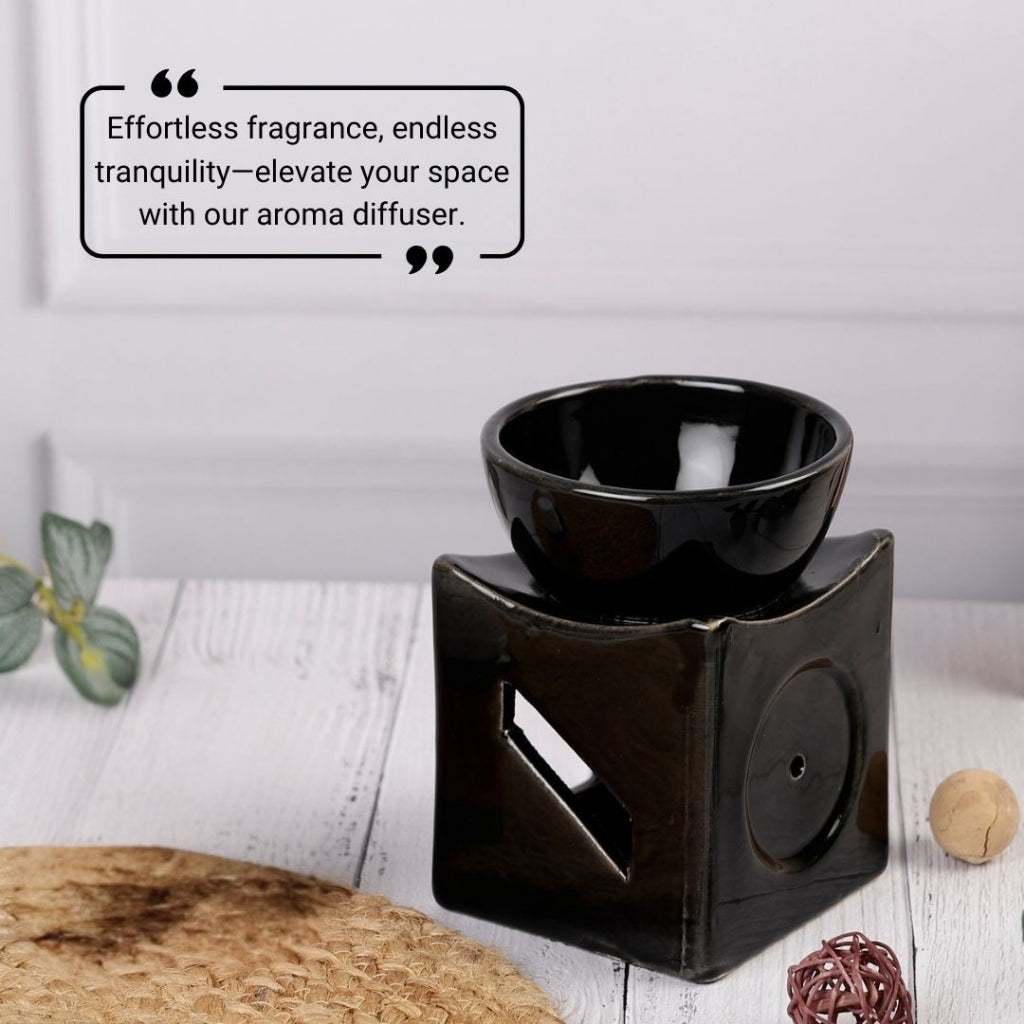 Black Ceramic Aroma Oil Burner & Tealight Holder