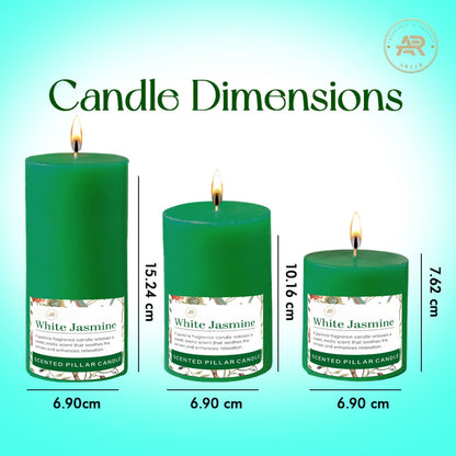 White Jasmine Scented Pillar Candle – Set of 3