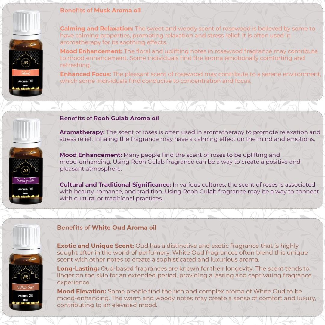 Premium Attar Aroma Oil Set of 6 – Essential Oils for Diffuser