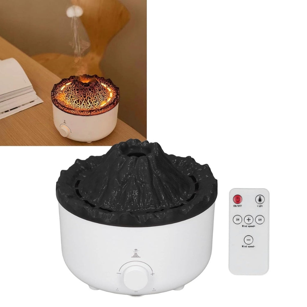 Volcano Flame Aroma Diffuser & Cool Mist Humidifier | Essential Oil Diffuser with LED Lava Effect