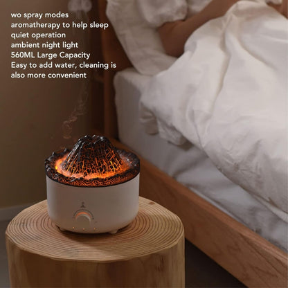 Volcano Flame Aroma Diffuser & Cool Mist Humidifier | Essential Oil Diffuser with LED Lava Effect