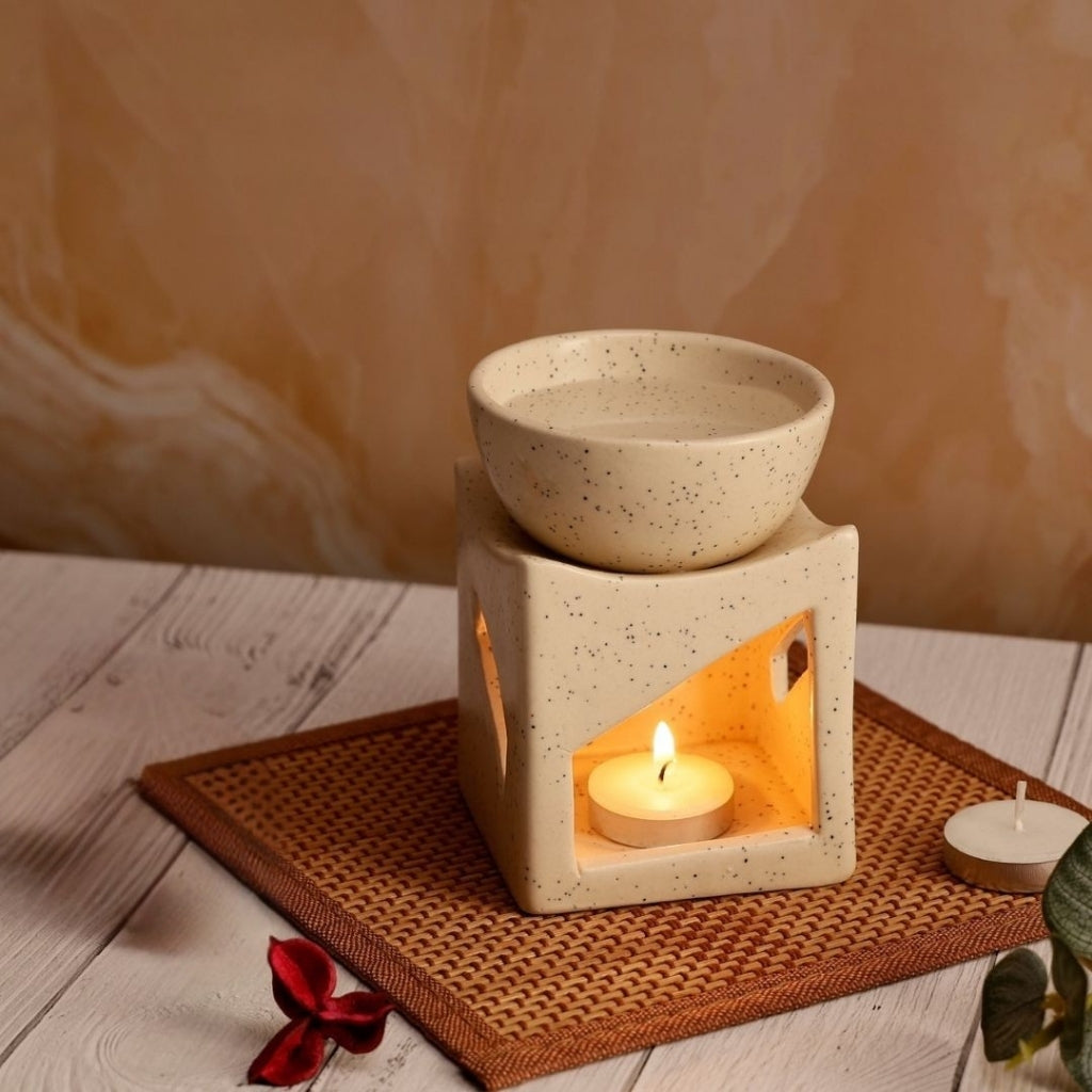 Black Ceramic Aroma Oil Burner & Tealight Holder