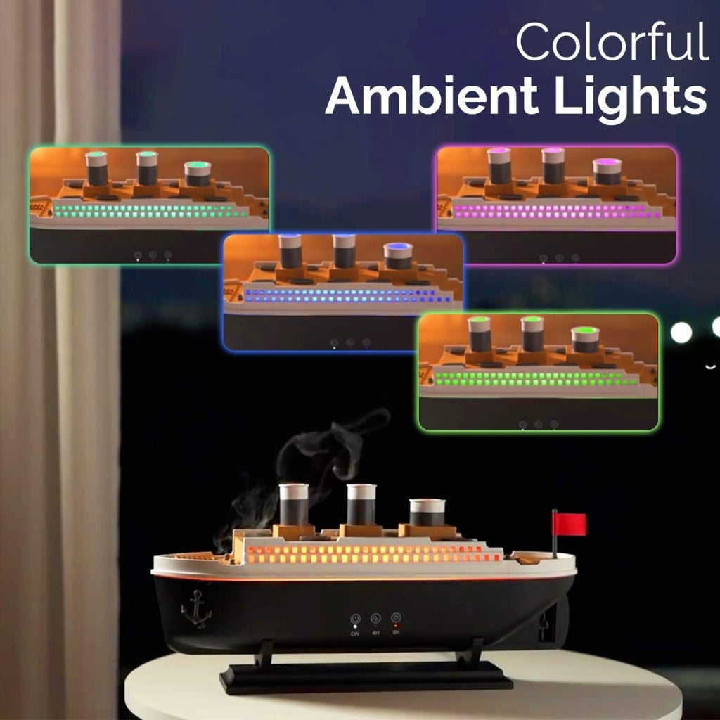 Titanic Ship Aroma Diffuser/Cool Mist Humidifier | LED Essential Oil Diffuser for Home & Office