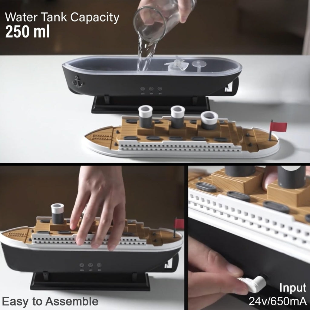 Titanic Ship Aroma Diffuser/Cool Mist Humidifier | LED Essential Oil Diffuser for Home & Office