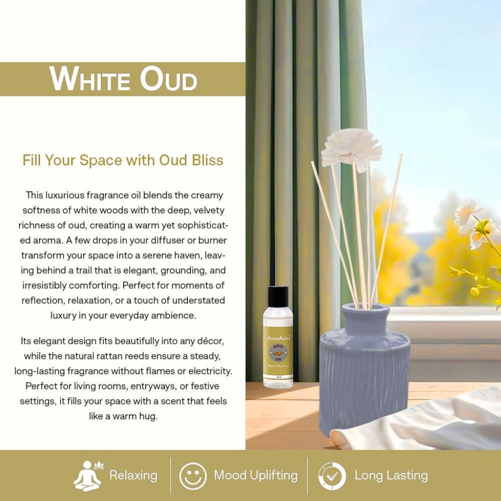 White Oud Reed Diffuser Set – Premium Home Fragrance