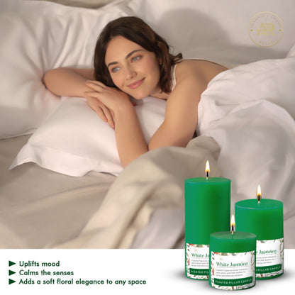 White Jasmine Scented Pillar Candle – Set of 3