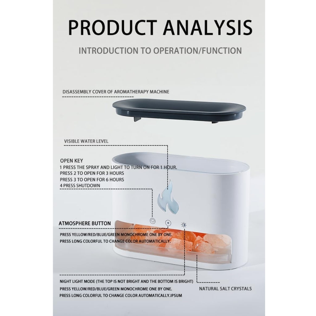 Real Flame Effect Aroma Diffuser & Cool Mist Humidifier