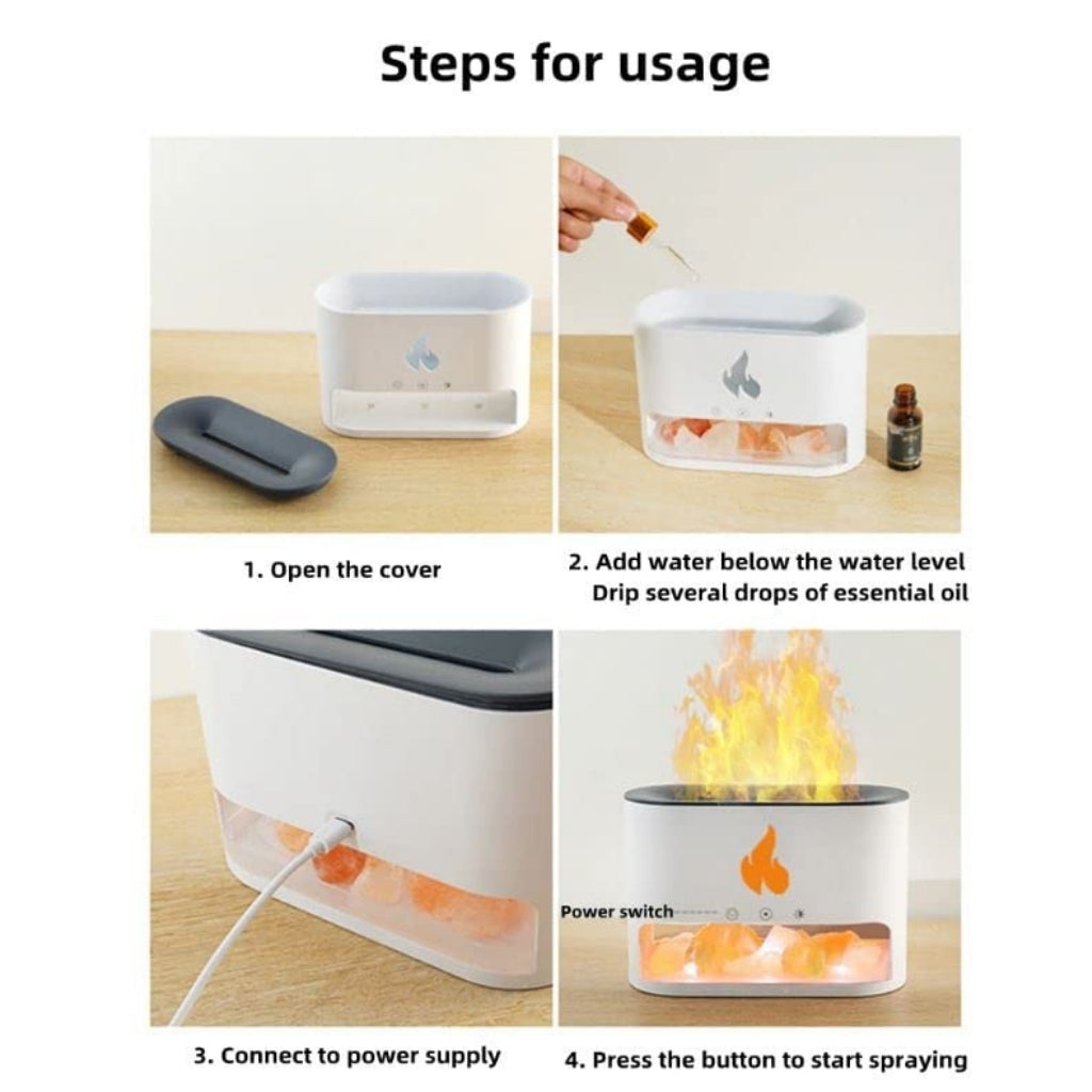 Real Flame Effect Aroma Diffuser & Cool Mist Humidifier