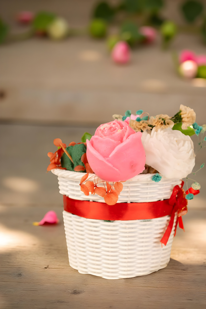 Rose Flower Candle Basket – Handmade Decorative Candle