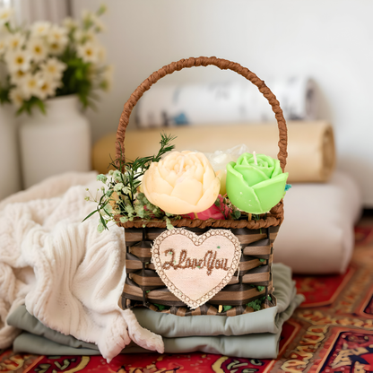 Handmade Rose Flower Candle Basket – Decorative Candle