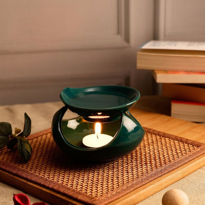 Ceramic Aroma Diffuser & Essential Oil Burner – Teal Green