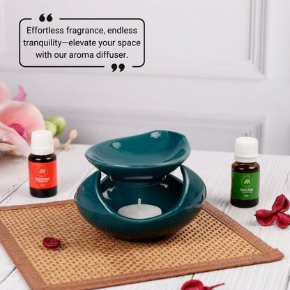 Ceramic Aroma Diffuser & Essential Oil Burner – Teal Green