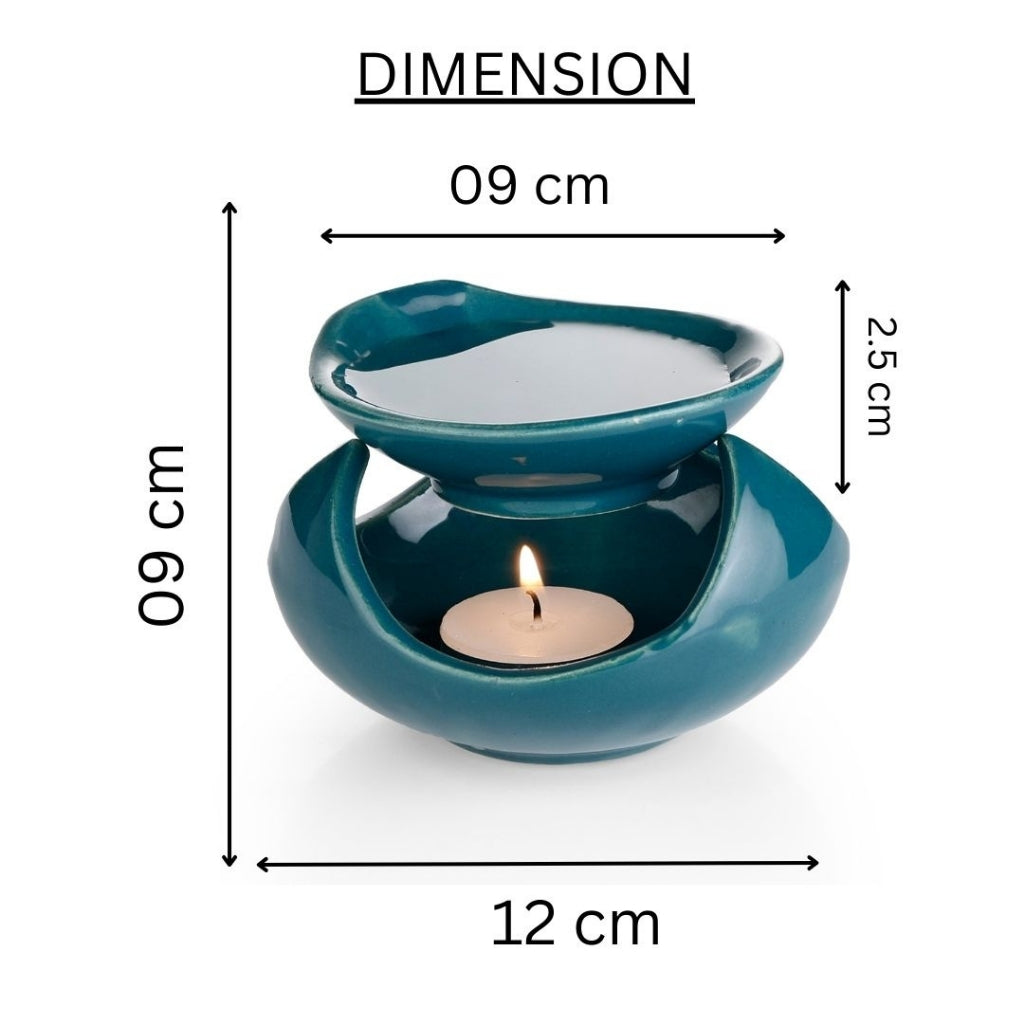Ceramic Aroma Diffuser & Essential Oil Burner – Teal Green