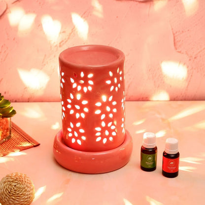 Blue Cylinder Ceramic Electric Aroma Diffuser with Oils