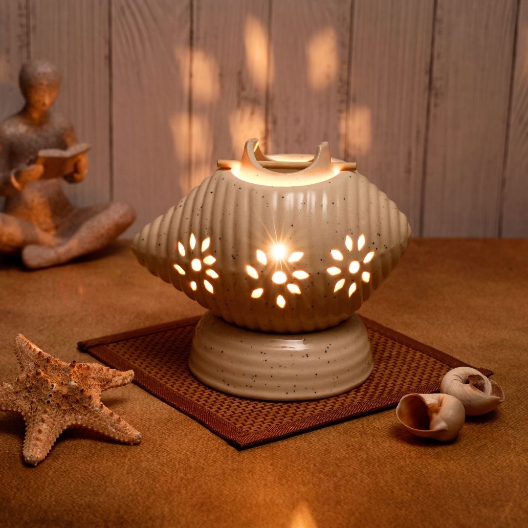 Shell Shaped Ceramic Electric Aroma Diffuser with Oils
