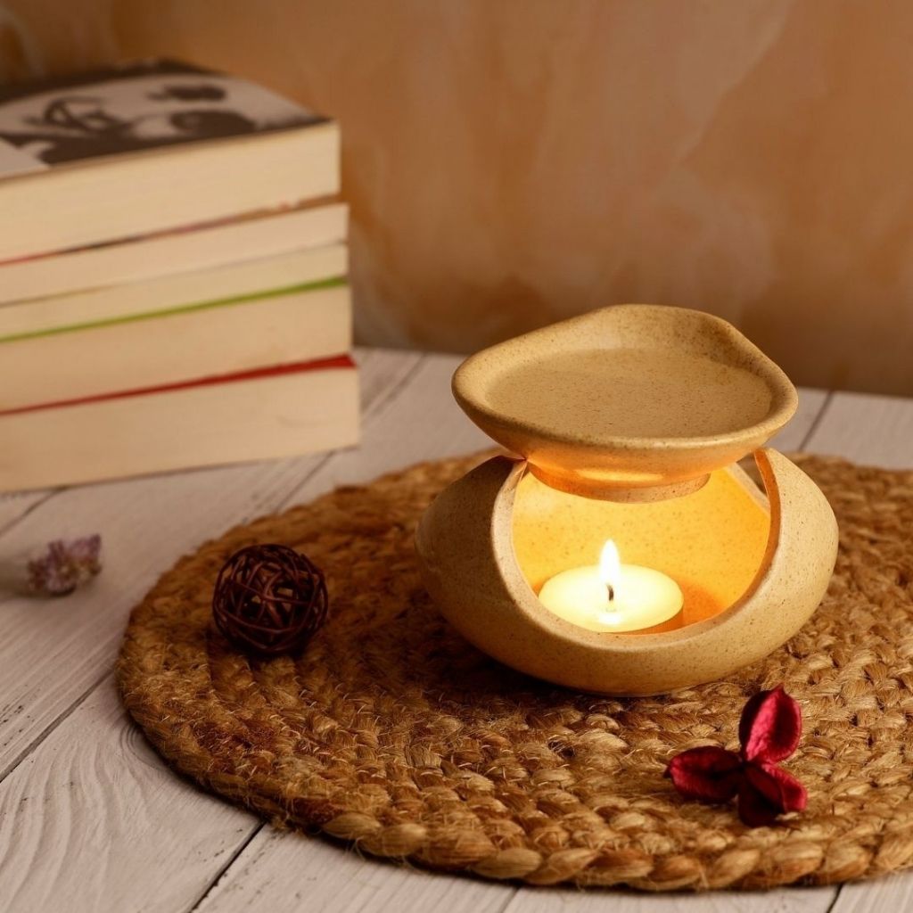 Ceramic Aroma Diffuser & Essential Oil Burner – Teal Green