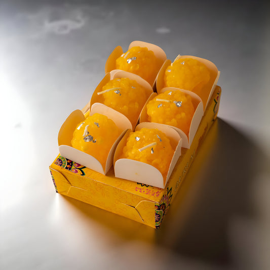 Ladoo Shaped Festive Candles – Pack of 6