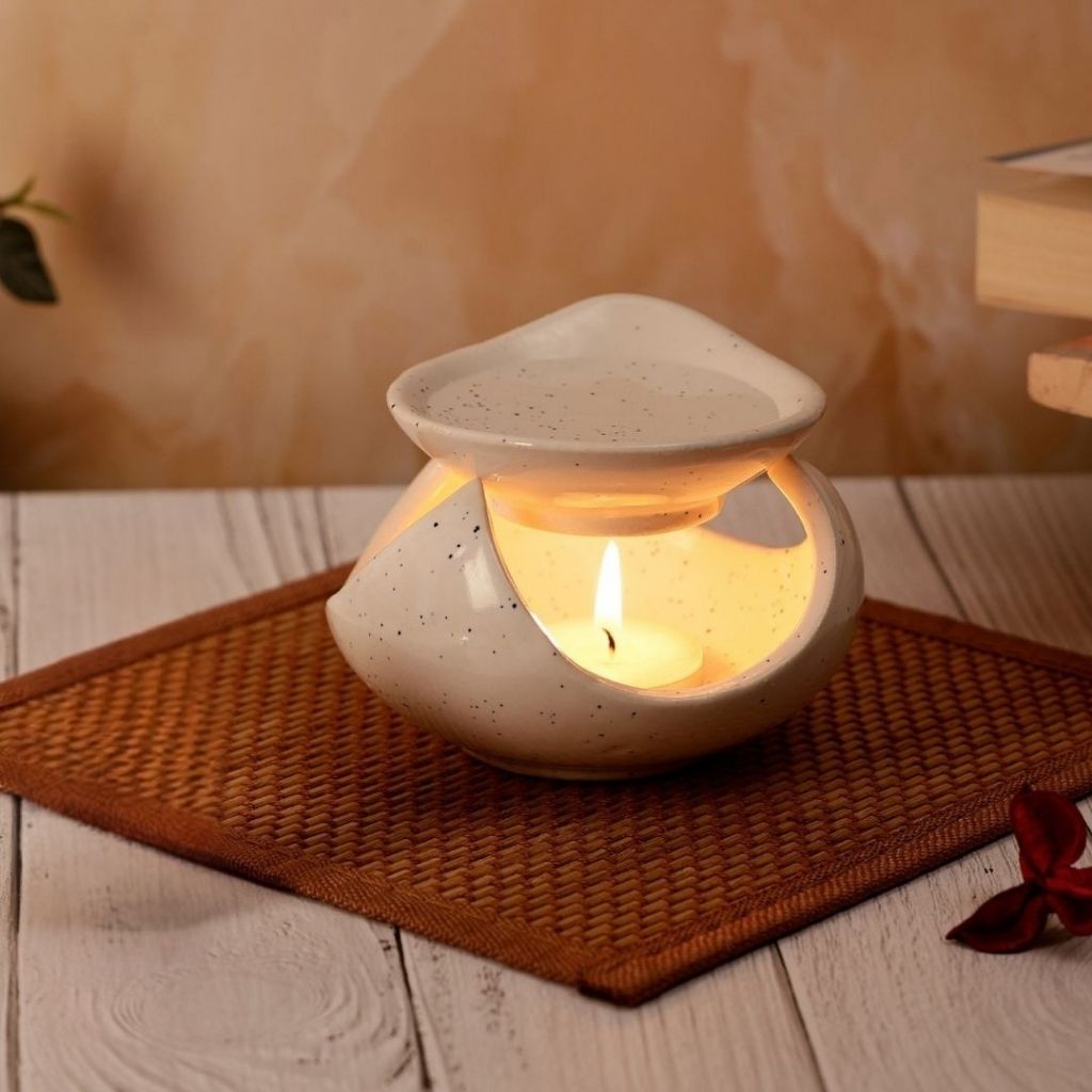 Ceramic Aroma Diffuser & Essential Oil Burner – Teal Green