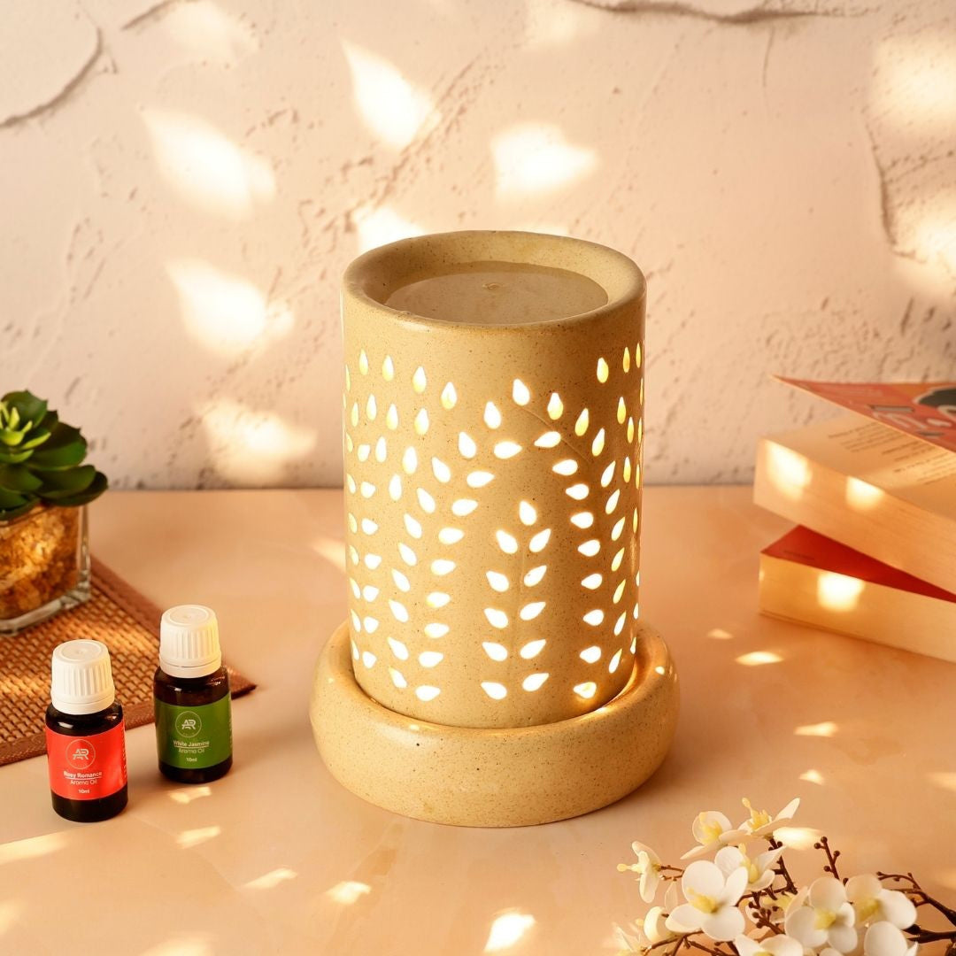 Blue Cylinder Ceramic Electric Aroma Diffuser with Oils