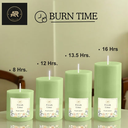 Fresh Lime Scented Pillar Candle – Set of 4