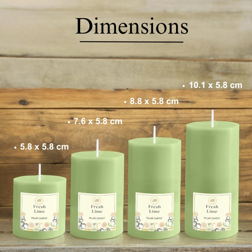 Fresh Lime Scented Pillar Candle – Set of 4