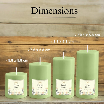 Fresh Lime Scented Pillar Candle – Set of 4
