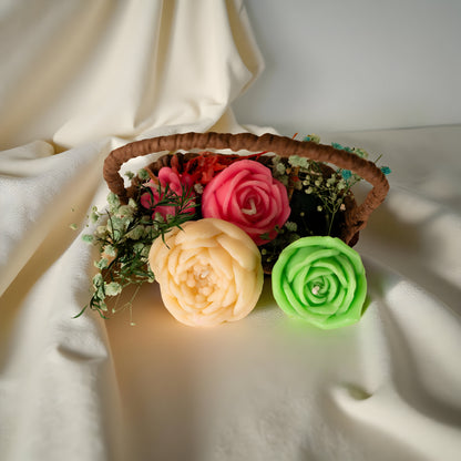 Handmade Rose Flower Candle Basket – Decorative Candle