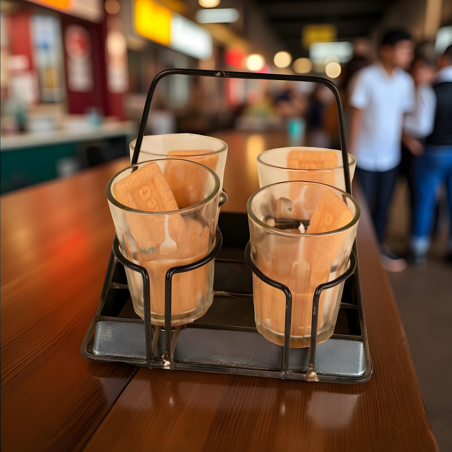 Cutting Chai Glass Candle Set with Metal Holder – 4 Scented Candles