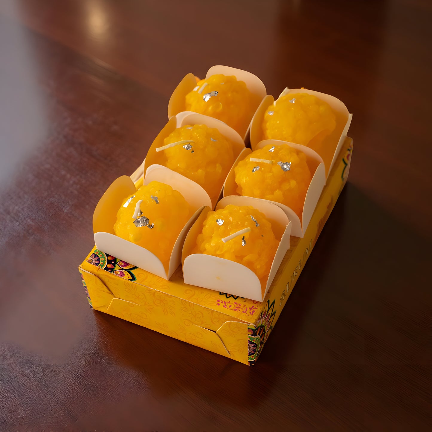 Ladoo Shaped Festive Candles – Pack of 6