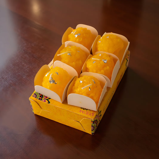 Ladoo Shaped Festive Candles – Pack of 6