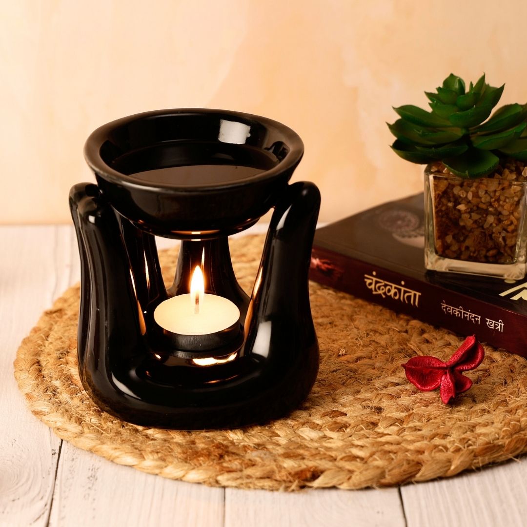 Ceramic Hand-Shaped Aroma Diffuser with Candle Holder