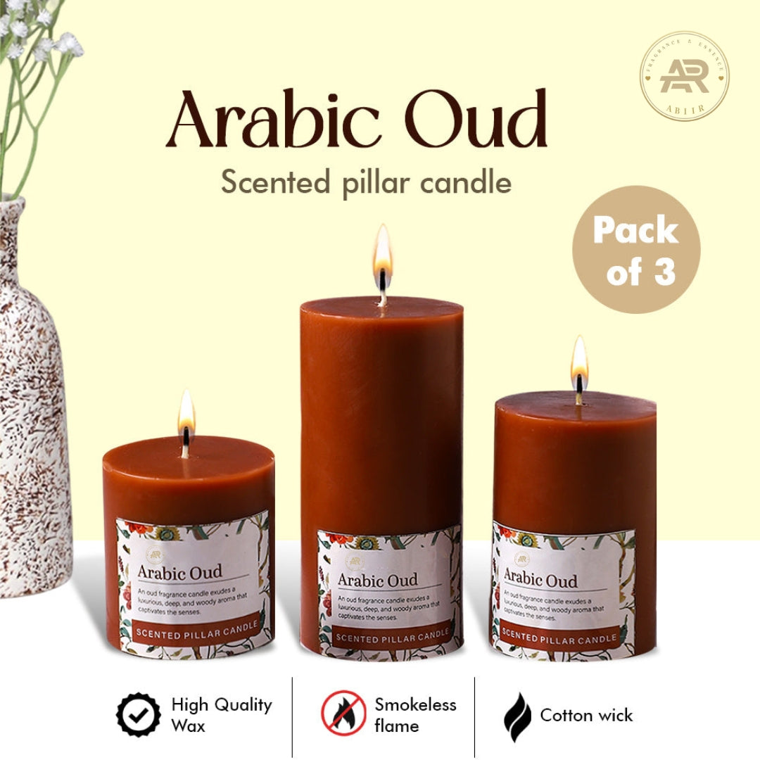 White Jasmine Scented Pillar Candle – Set of 3