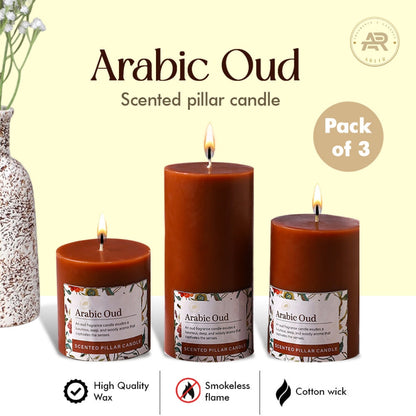 White Jasmine Scented Pillar Candle – Set of 3