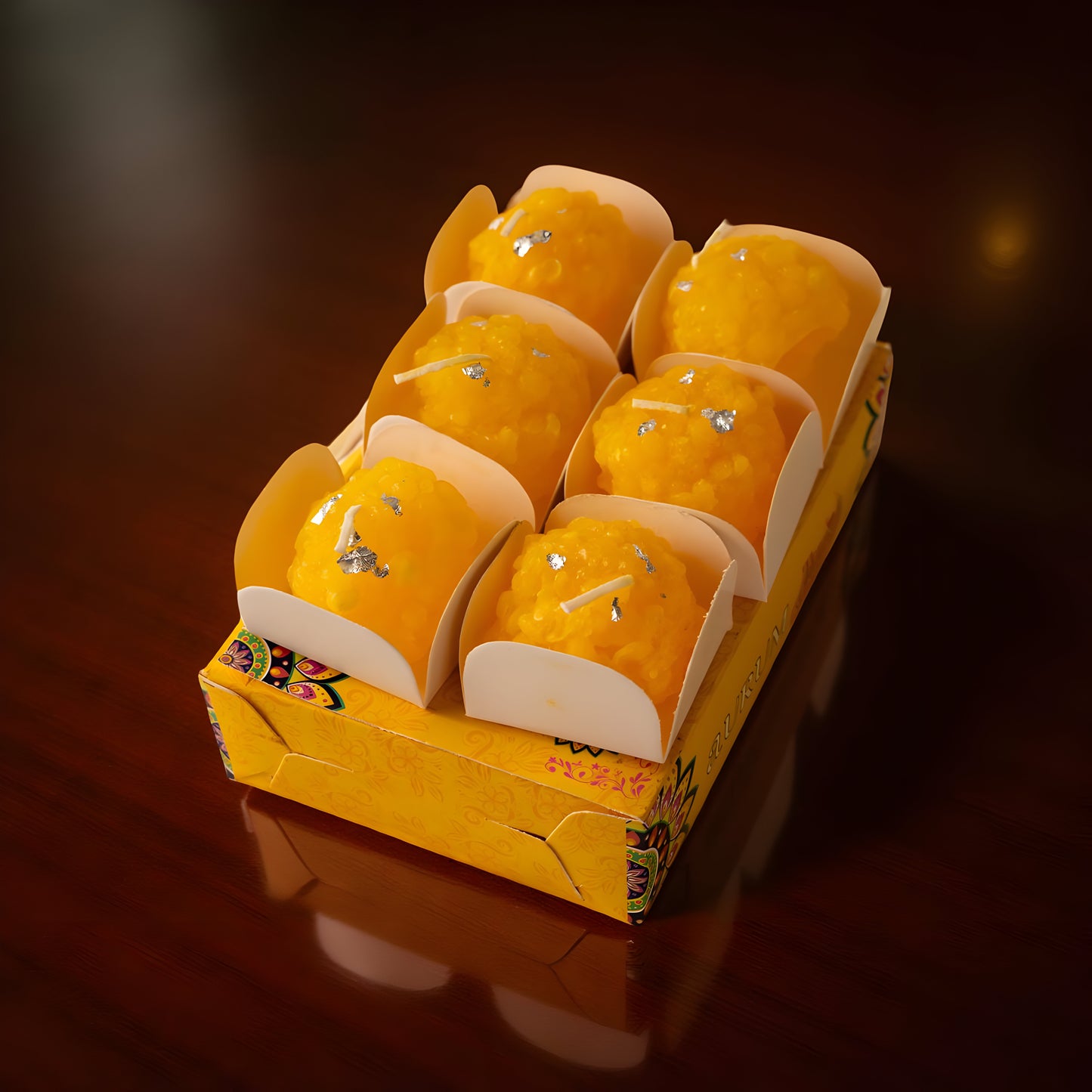 Ladoo Shaped Festive Candles – Pack of 6