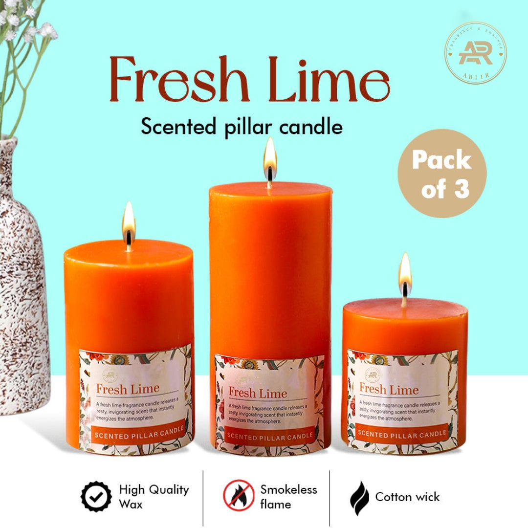 White Jasmine Scented Pillar Candle – Set of 3