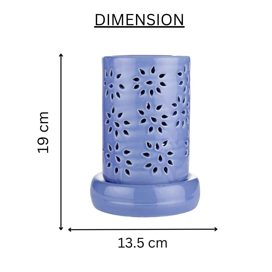 Blue Cylinder Ceramic Electric Aroma Diffuser with Oils