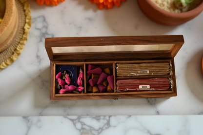 Wooden Incense Gift Box – Sticks, Cones & Potpourri