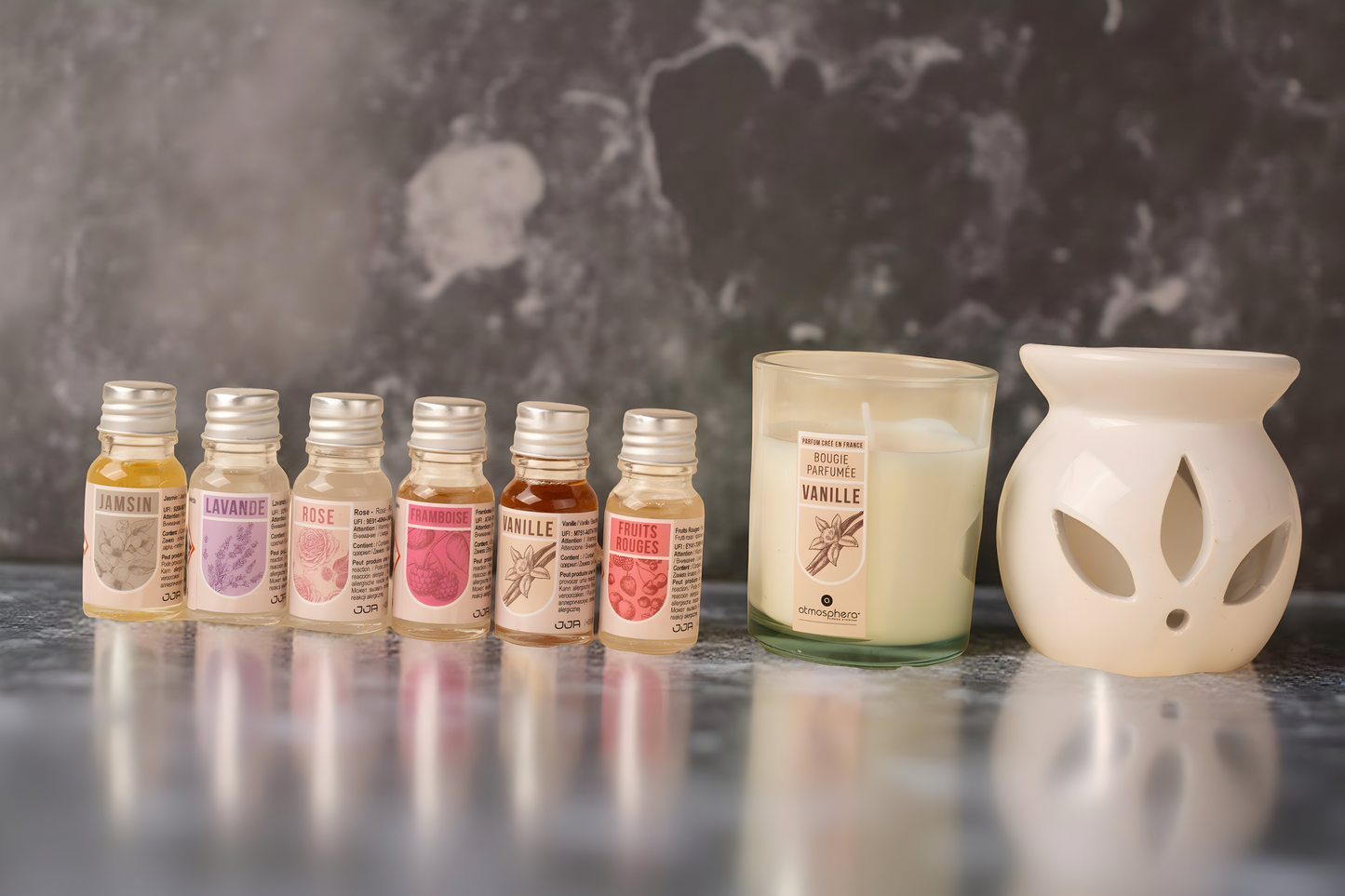 Ceramic Aroma Diffuser Gift Set with Oils & Candle