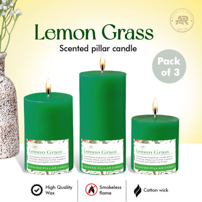 White Jasmine Scented Pillar Candle – Set of 3