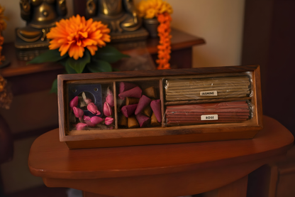 Wooden Incense Gift Box – Sticks, Cones & Potpourri
